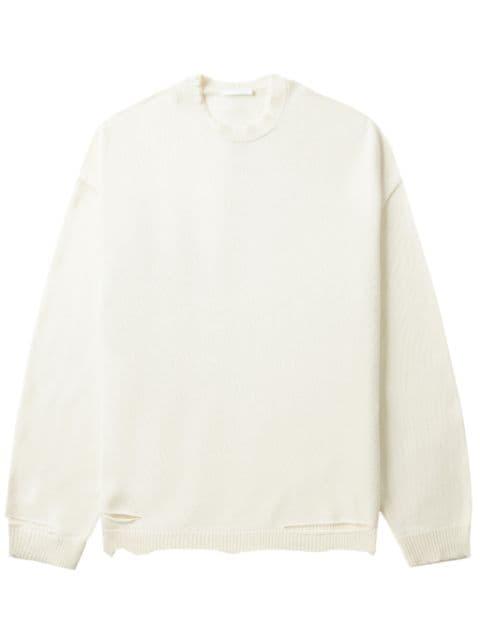distressed-effect ribbed jumper by HELMUT LANG