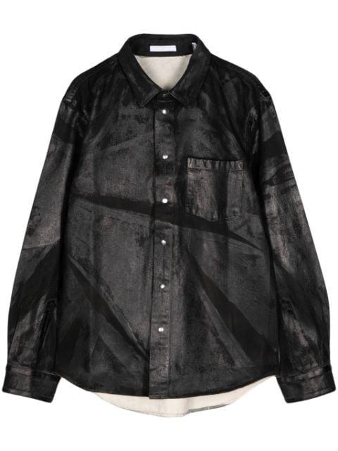 foil-print denim shirt jacket by HELMUT LANG