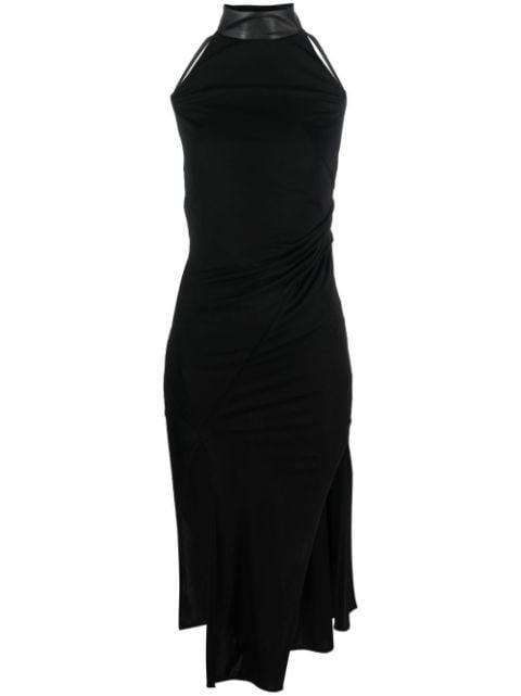 halterneck asymmetric midi dress by HELMUT LANG