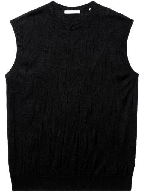 intarsia-knit ribbed-trim vest by HELMUT LANG