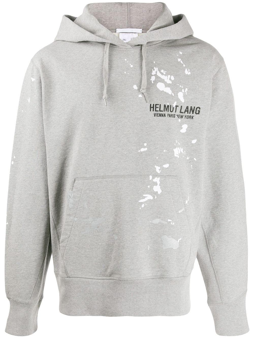 logo drawstring hoodie by HELMUT LANG
