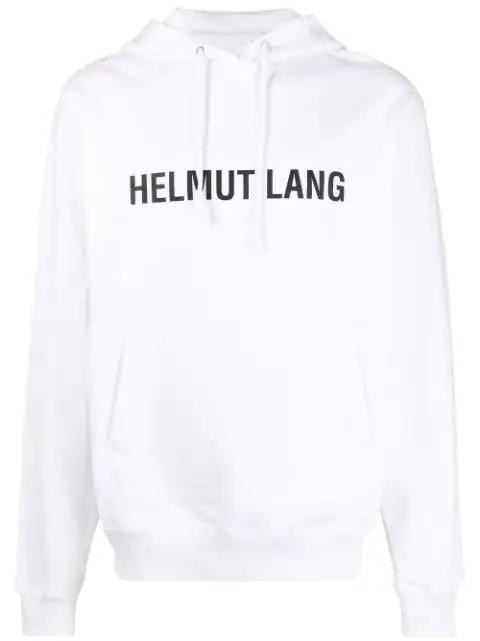 logo-print drawstring hoodie by HELMUT LANG