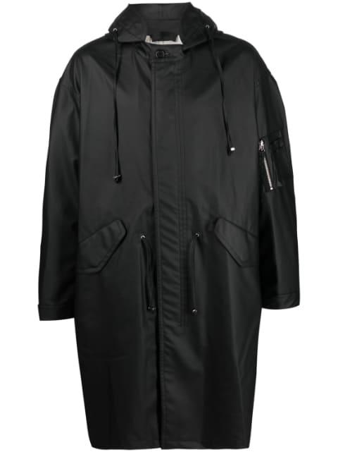 logo-print drawstring parka by HELMUT LANG