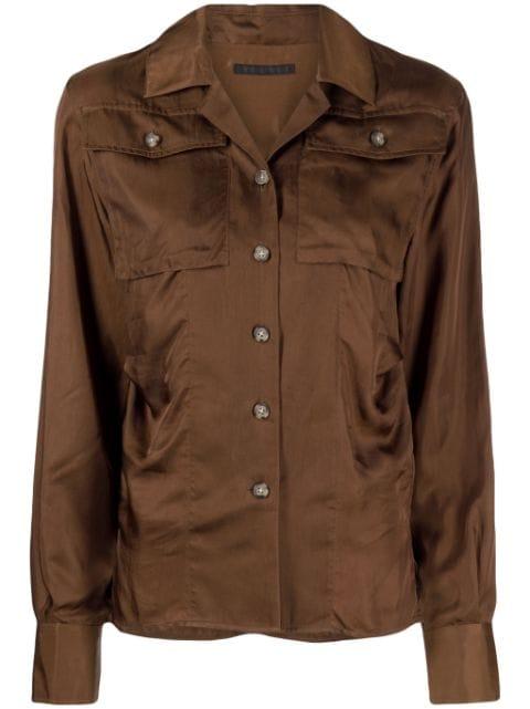 long-sleeve satin-finish shirt by HELMUT LANG