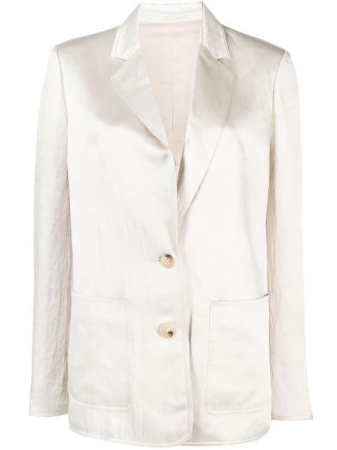 notched-lapels satin-finish blazer by HELMUT LANG