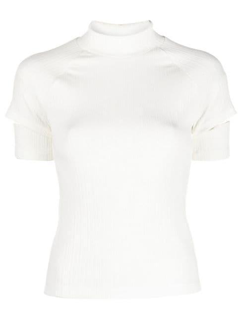 ribbed cut-out sleeve top by HELMUT LANG