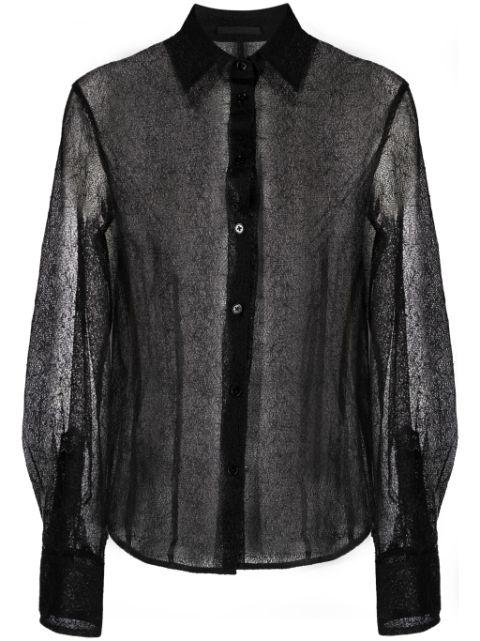 semi-sheer mesh-design shirt by HELMUT LANG