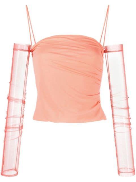 sheer off-the-shoulder top by HELMUT LANG