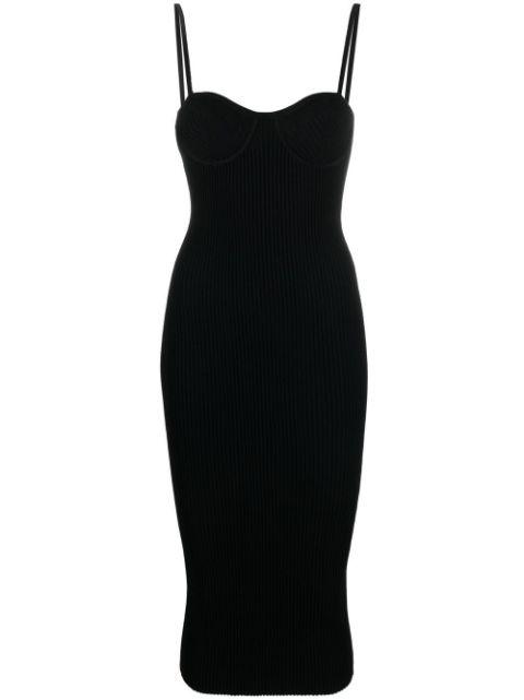 sweetheart-neck midi dress by HELMUT LANG