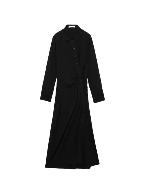 twisted long-sleeve maxi shirt dress by HELMUT LANG