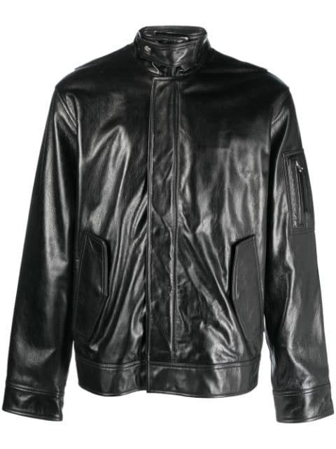 zip-up leather jacket by HELMUT LANG
