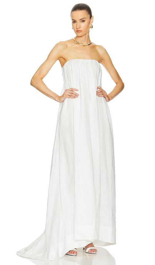 Helsa Crinkle Pleated Gown in White by HELSA
