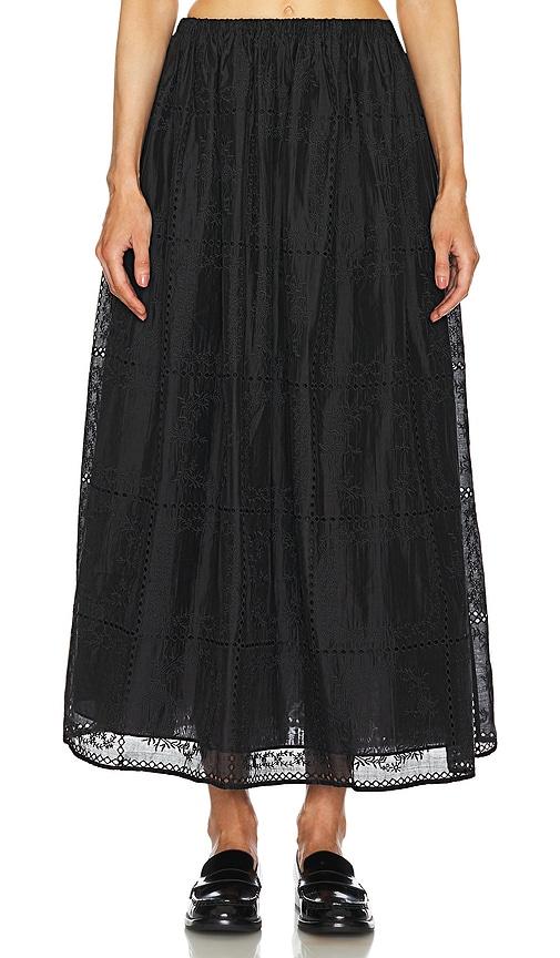 Helsa Handkerchief Midi Skirt in Black by HELSA