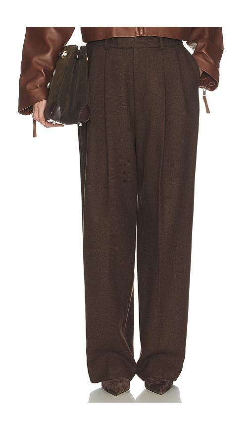 Helsa Italian Wool Blend Extra Full Trousers in Chocolate by HELSA