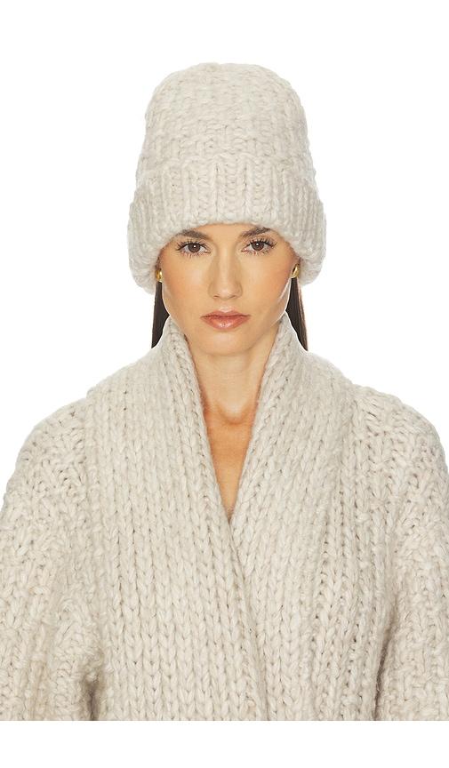 Helsa Joanie Hand Knit Beanie in Beige by HELSA Helsa Joanie Hand Knit Beanie in Beige by HELSA