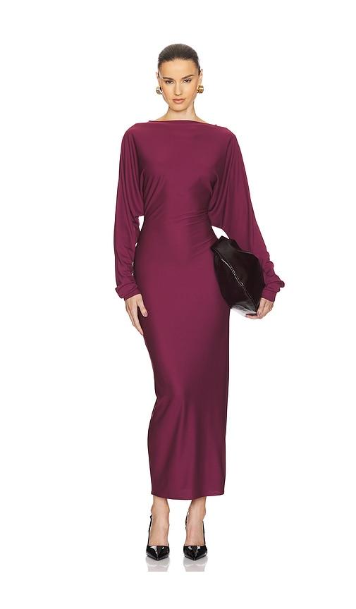 Helsa Matte Jersey Open Back Dress in Purple by HELSA Helsa Matte Jersey Open Back Dress in Purple by HELSA