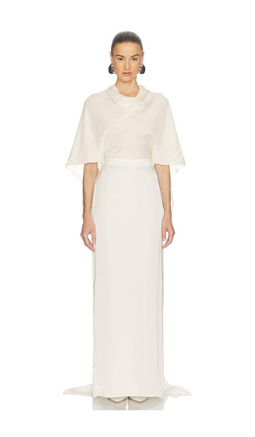 Helsa Mix Media Scarf Dress in Ivory by HELSA