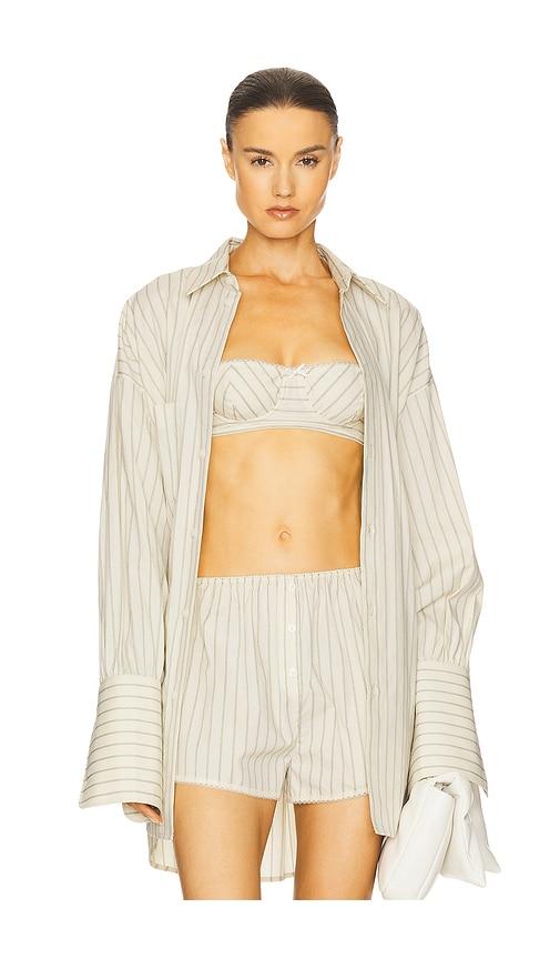 Helsa Pinstripe Poplin Bra in Cream by HELSA