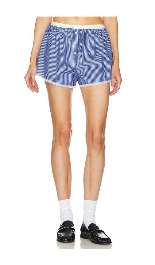 Helsa Pinstripe Poplin House Short in Multi by HELSA