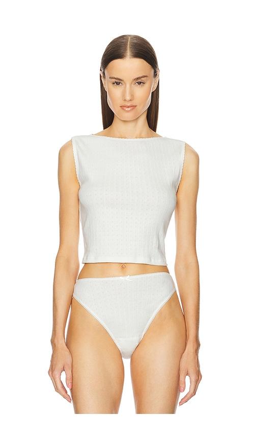 Helsa Pointelle Muscle Tank in White by HELSA