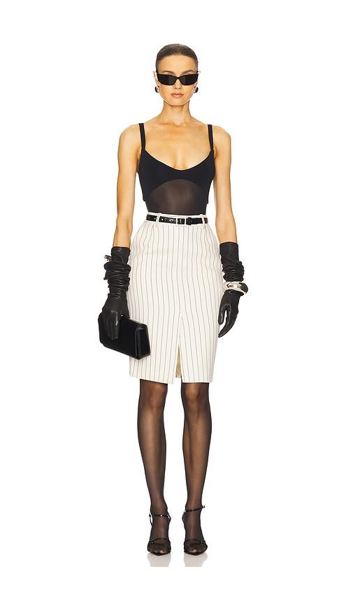 Helsa Sheer Knit Bodysuit in Black by HELSA