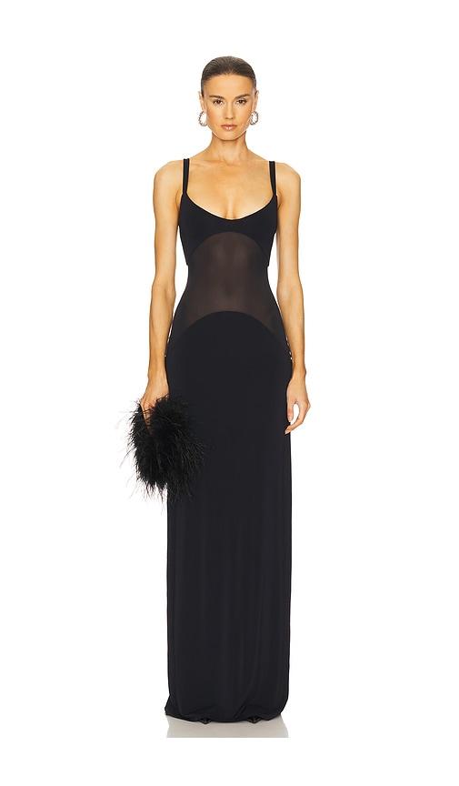 Helsa Sheer Knit Curve Maxi Dress in Black by HELSA Helsa Sheer Knit Curve Maxi Dress in Black by HELSA