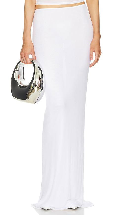 Helsa Sheer Knit Layered Maxi Skirt in White by HELSA