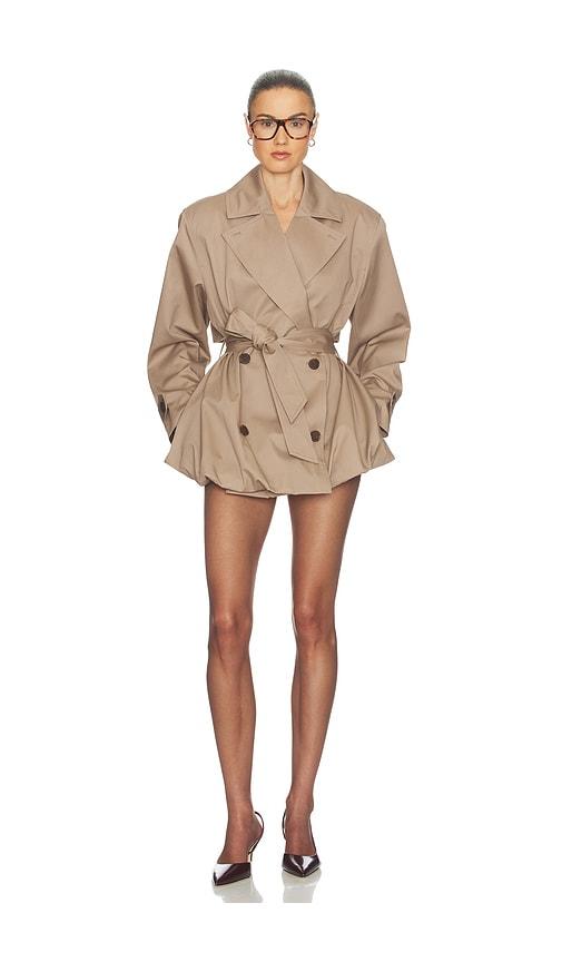 Helsa Short Bubble Hem Trench in Tan by HELSA