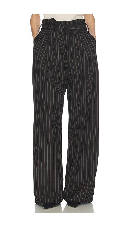 Helsa Stripe Twill Super Baggy Pants in Charcoal by HELSA