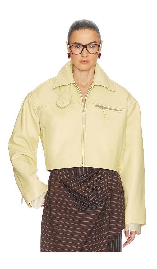 Helsa The 90s Leather Jacket in Lemon by HELSA