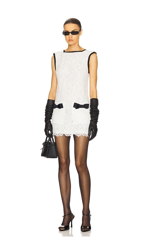 Helsa The Lace Mini Dress in White by HELSA