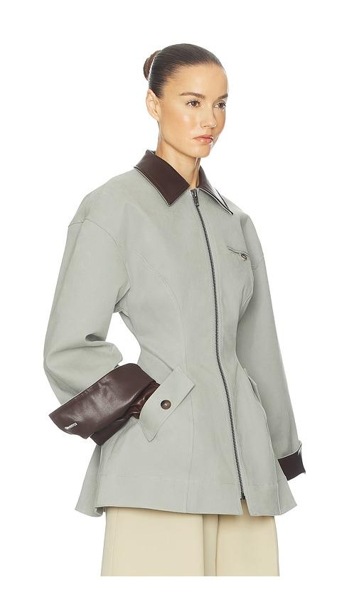 Helsa The Lady Hunting Jacket With Faux Leather Collar in Grey by HELSA