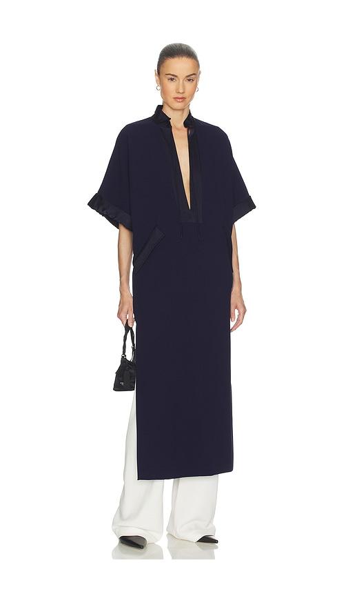 Helsa The Magda Dress in Thick Crepe in Navy by HELSA