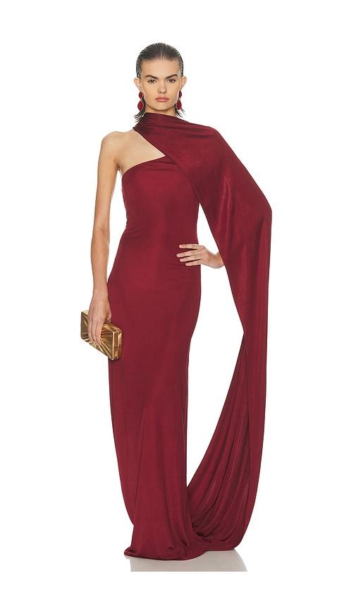 Helsa The Muse Cape Jersey Dress in Burgundy by HELSA