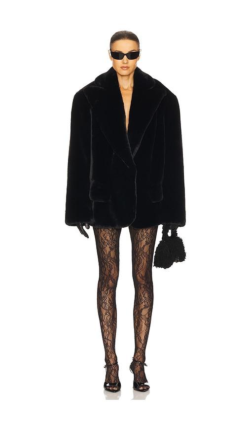 Helsa The Oslo Faux Fur Coat in Black by HELSA