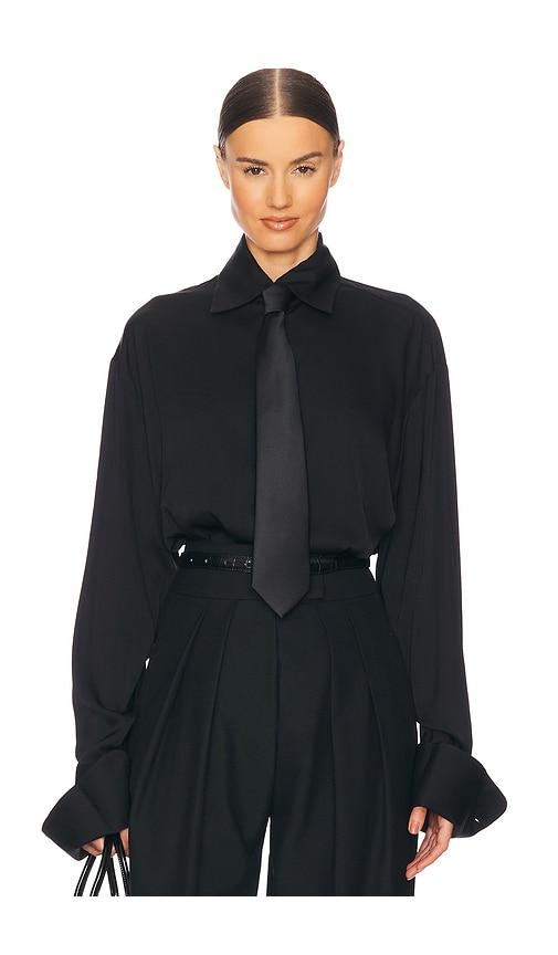 Helsa The Relaxed Silk Shirt in Black by HELSA