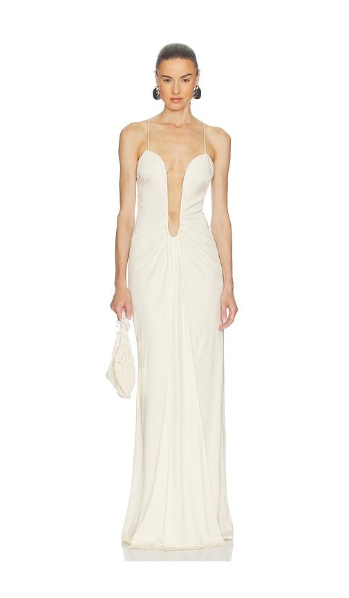 Helsa The Roksanna Draped Dress in Ivory by HELSA