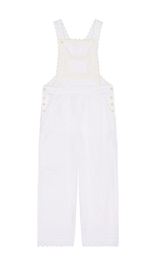 Helsa The Summer Overalls With Vintage Swiss Embroidery in White by HELSA