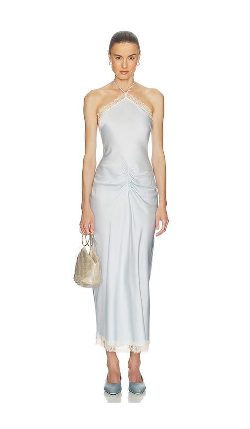 Helsa Viscose Satin Dress With Lace in Baby Blue by HELSA