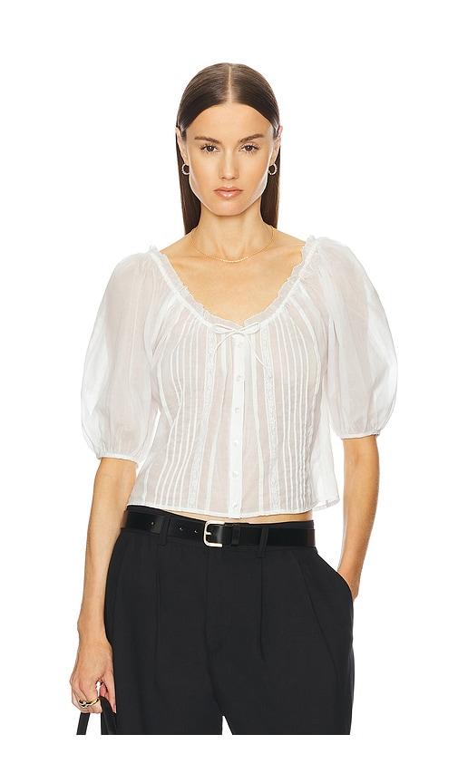 Helsa Voile Peasant Blouse in White by HELSA
