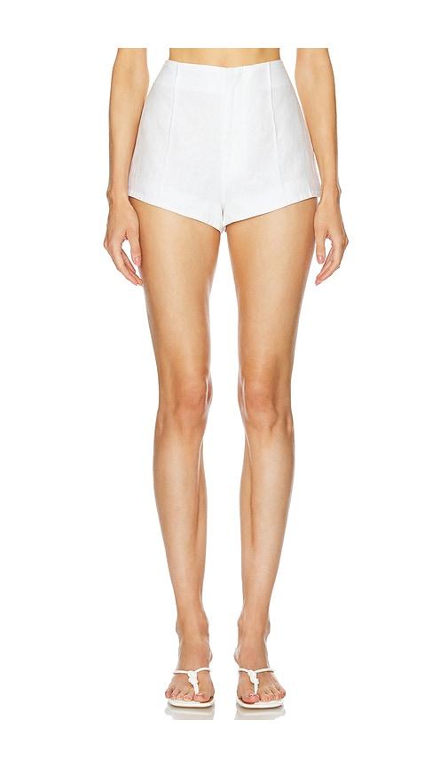 Helsa Washed Linen Micro Short in White by HELSA