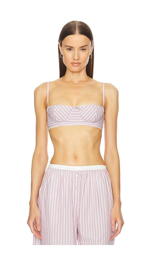 Helsa Wide Stripe Poplin Bra in Mauve by HELSA