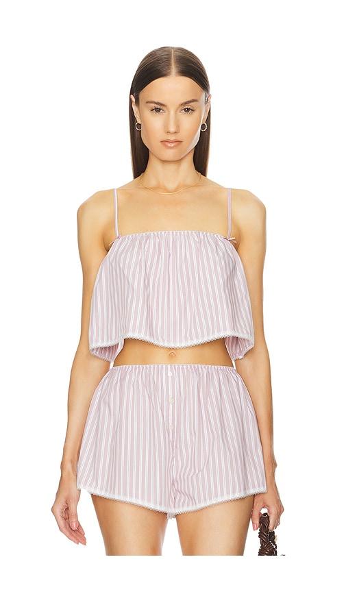 Helsa Wide Stripe Poplin Camisole in Mauve by HELSA