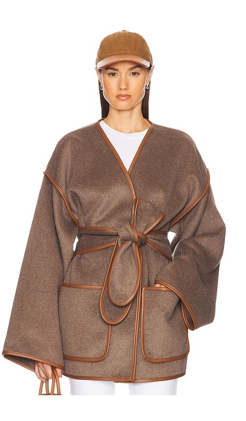 Helsa Wool Blend Blanket Coat in Brown by HELSA