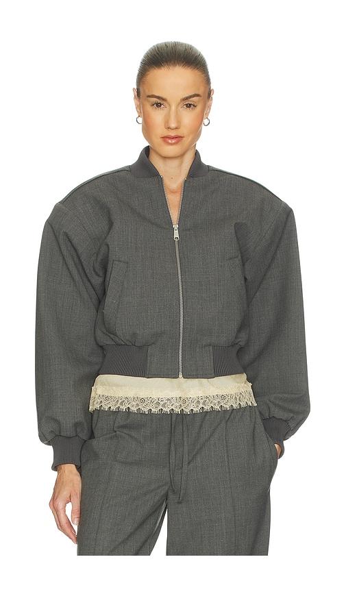 Helsa Wool Blend Bomber Jacket in Grey by HELSA
