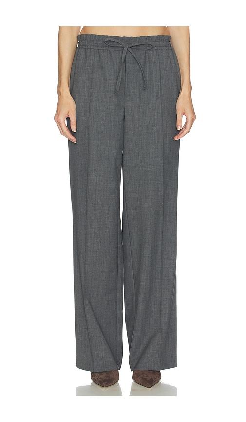 Helsa Wool Blend Drawcord Trousers in Grey by HELSA