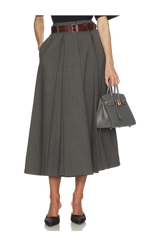 Helsa Wool Blend Pleated Skirt in Grey by HELSA