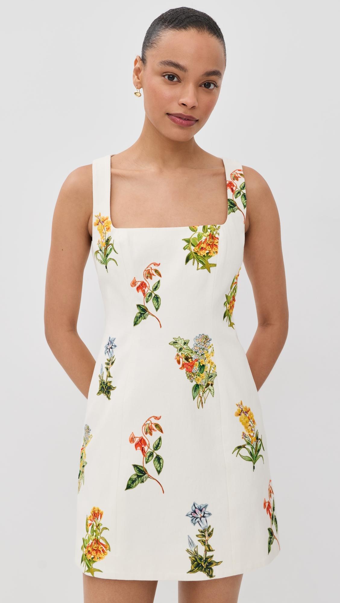 Floral Square Neck Mini Dress by HEMANT AND NANDITA