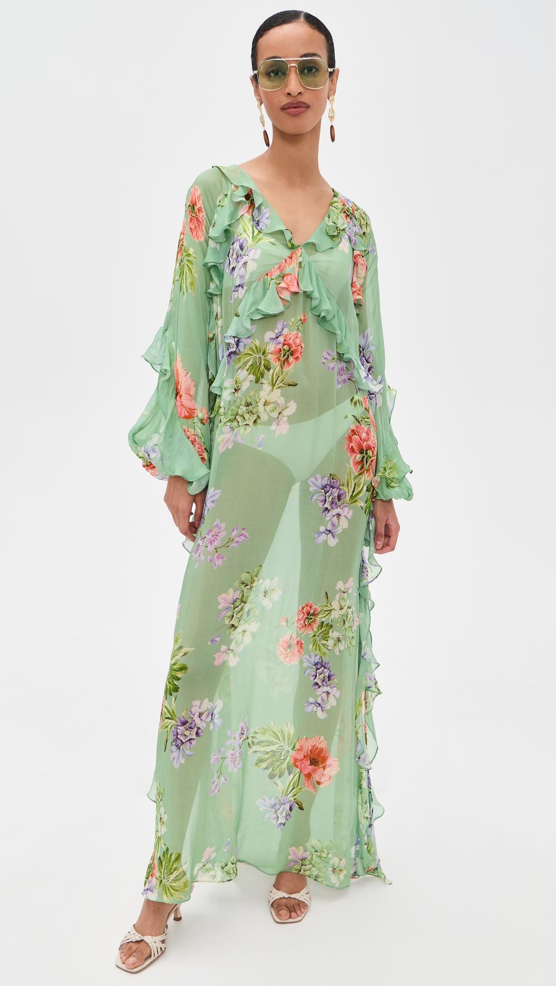Long Ruffle Caftan by HEMANT AND NANDITA