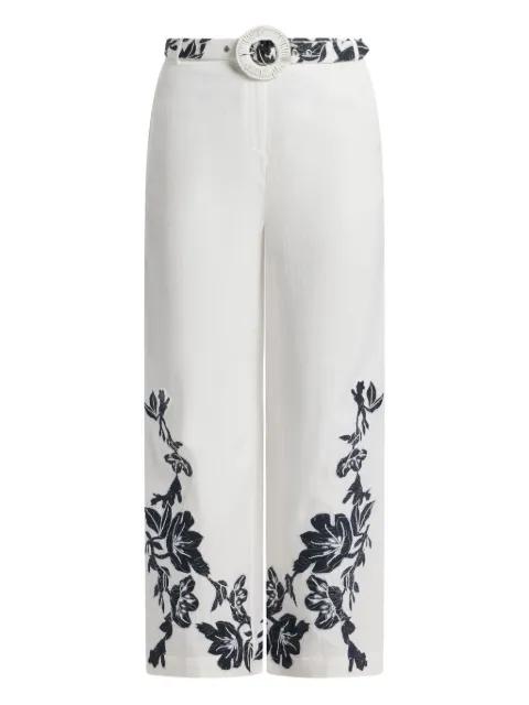 Ahi floral-embroidered belted trousers by HEMANT&NANDITA